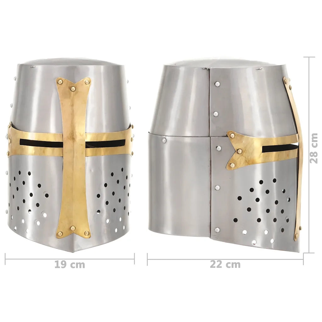 Elmo da Cavaliere Medievale Crociato Replica LARP Argento CFW6290669