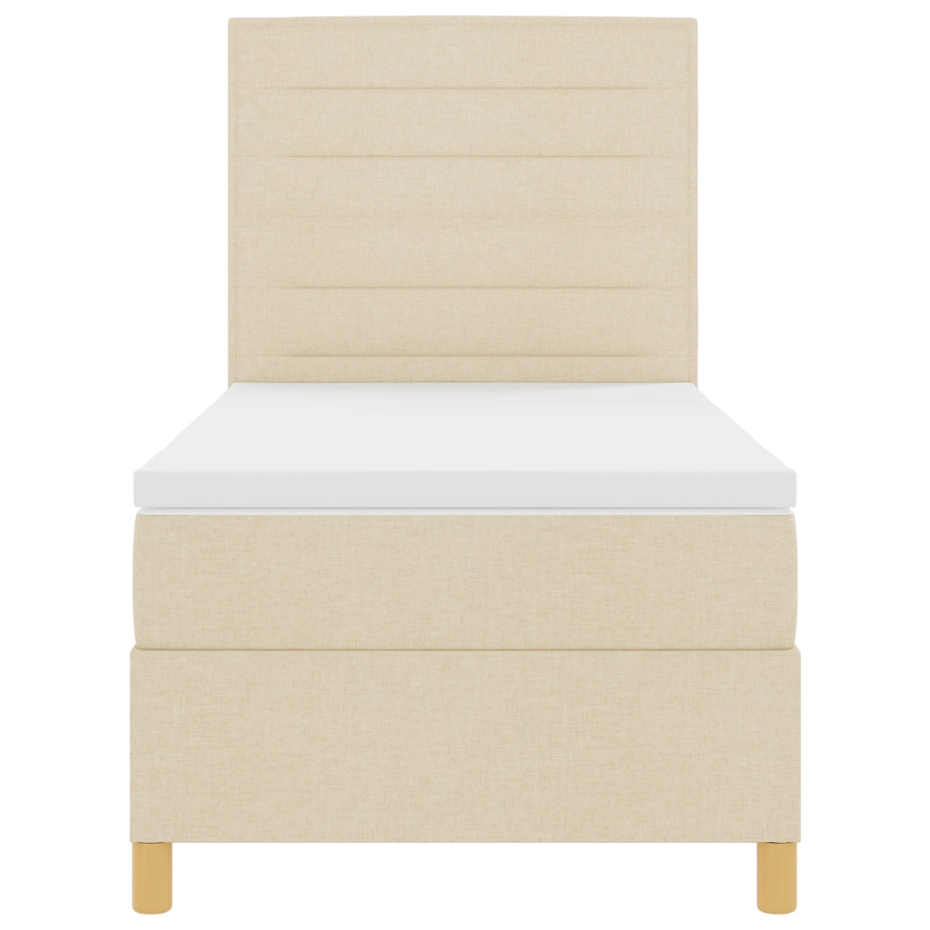 Letto Box Spring con Materasso & LED Panna 100x200 cm Tessuto