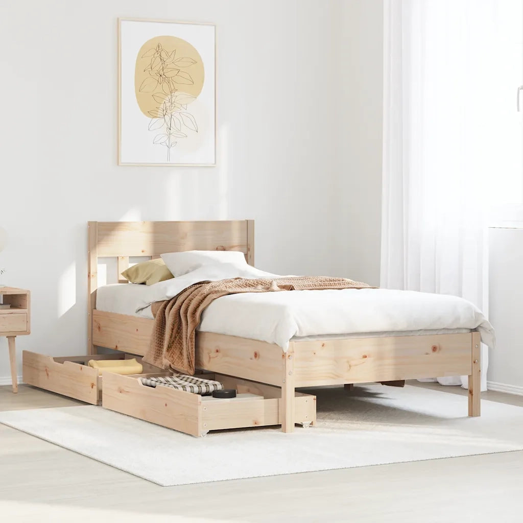 Letto singolo | Letto per adulti | Letto senza Materasso 90x190 cm in Legno Massello di Pino