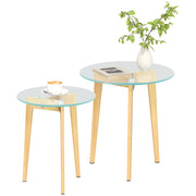 Set Tavolini Moderni ¨C zephmum ¨C Vetro Temperato Acciaio 50x45 40x40