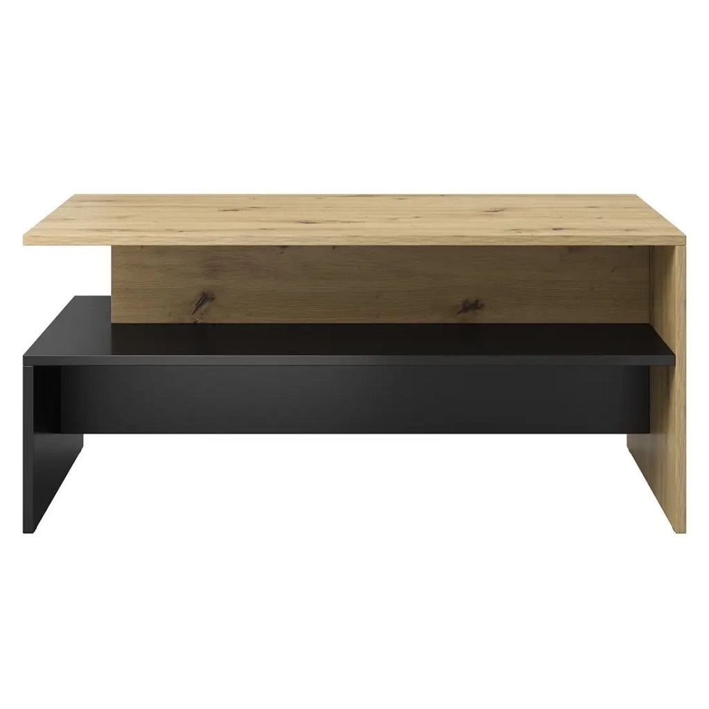 Set completo salotto RAMOS – Rovere e nero – 7 mobili con LED multicolore integrato