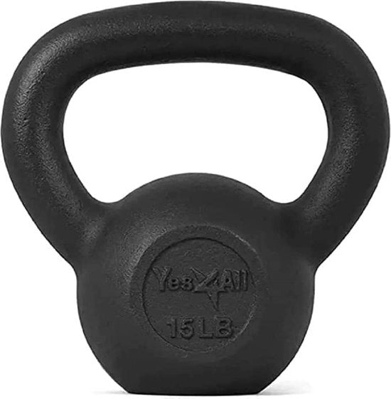 Set di kettlebell in ghisa massiva, ideale per allenamento totale e allenamento di forza, Kettlebell 6,8 kg, C. Nero-6,8 kg