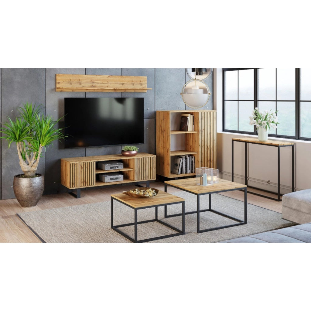 Mobile Porta TV Focus Loft in Quercia con Effetto Lamelle