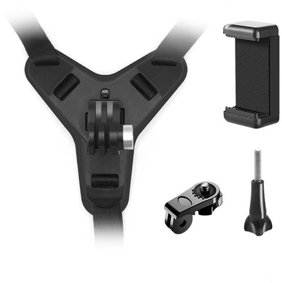 Bevestigatore per casco adattabile per azione, casco, bevestigatore per casco adattabile, casco antislip, sostegno per mascella, bevestigatore per casco curvo, adatto per GoPro Hero e altre azioni della camera, nero