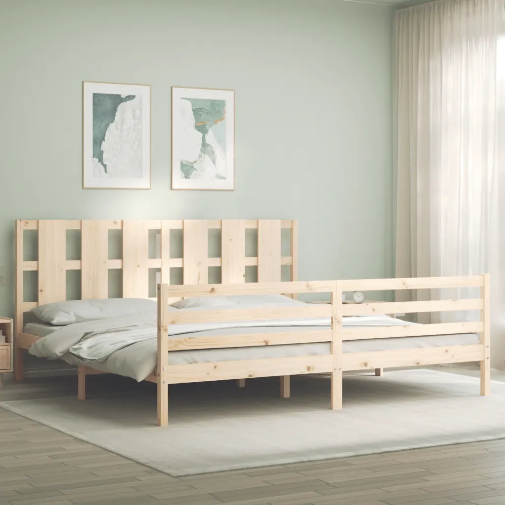 Giroletto con Testiera-Struttura Letto con testiera 200x200 cm in Legno Massello 219981