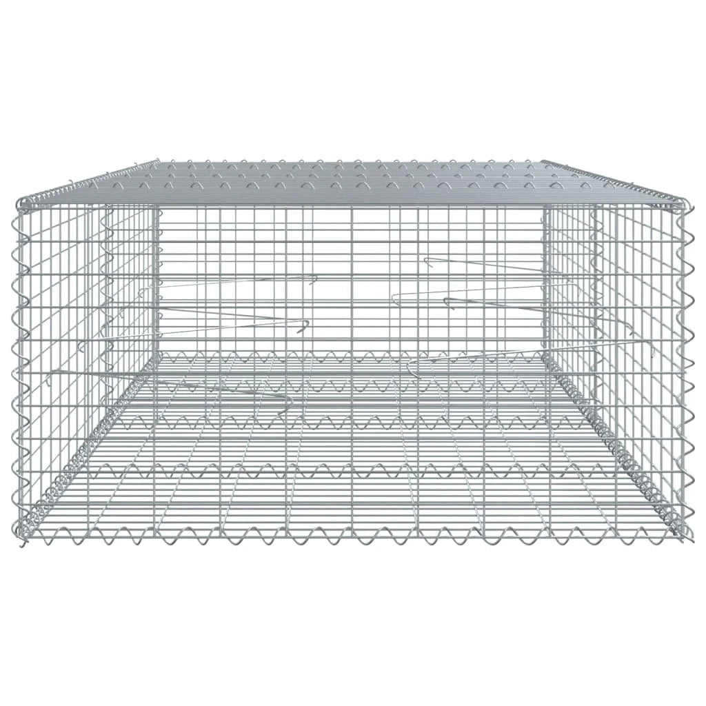 Gabbione recinto a gabbia muro di contenimento con coperchio 200 x 100 x 50 cm ferro zincato argento 02_0040142