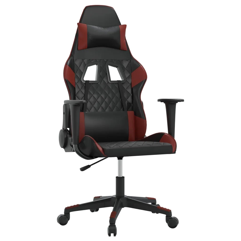 Sedia Gaming | Sedia da e-sports Massaggio Nero e Rosso Vino in Similpelle
