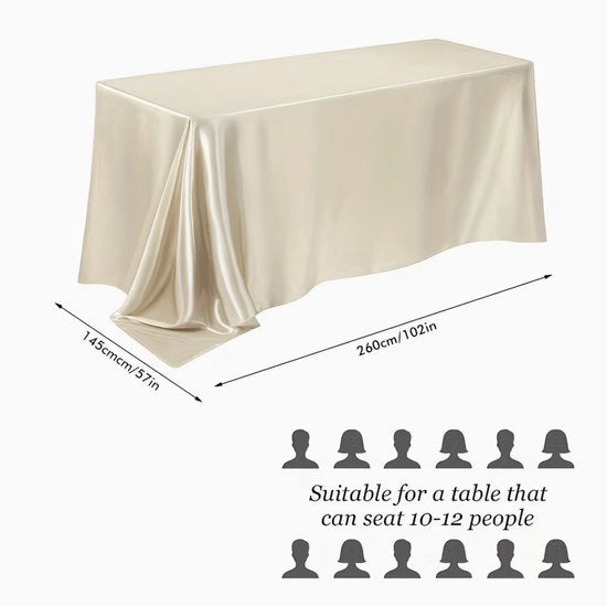 Set di 2 tovaglie per tavolo in tessuto satinato rettangolari 145 x 259 cm liscio e lavabile decorazione per tavola per matrimonio, cena di gala, festa, cerimonia, champagne, bianco, ivore, salmone e verde oliva
