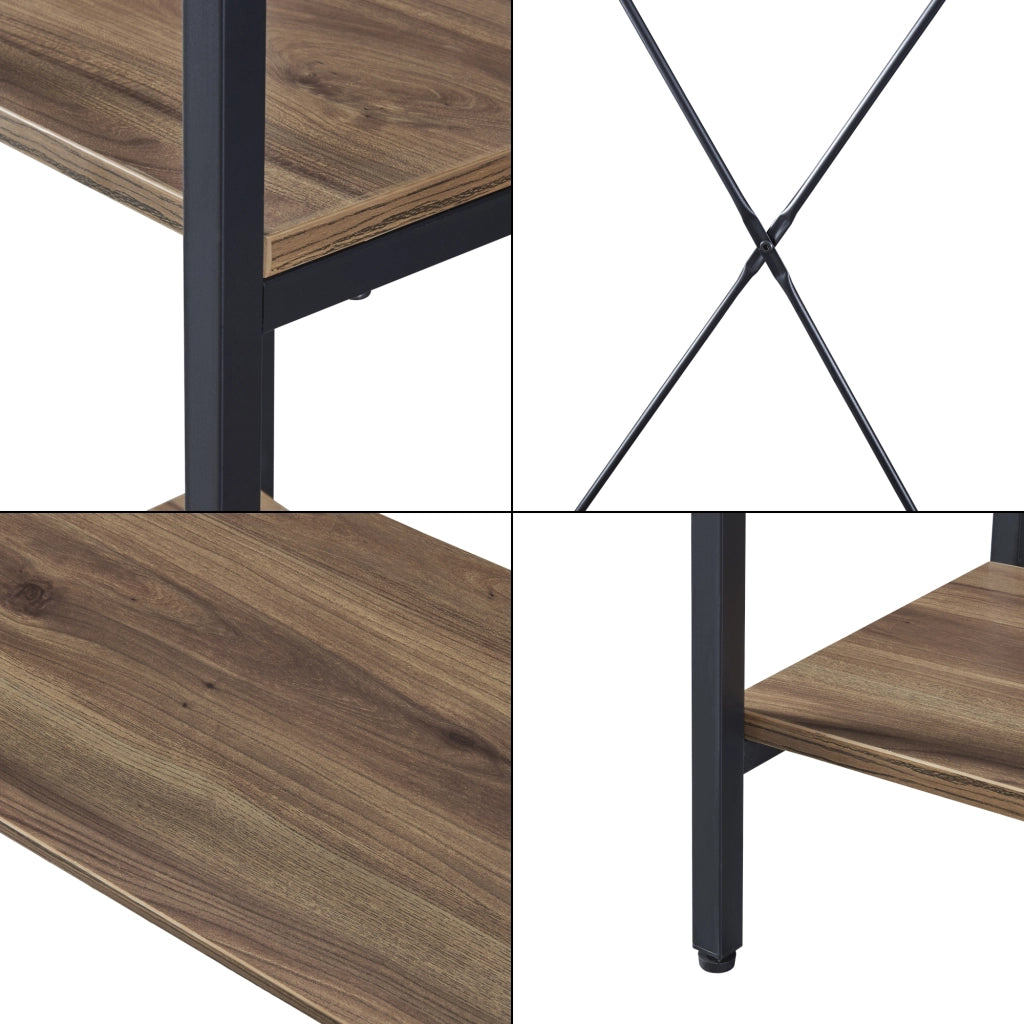 Armadio Aperto Hvidovre per Guardaroba Stand Appendiabiti - Nero / Legno Scuro [en.casa]