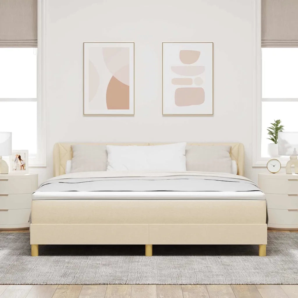 Letto a molle con testiera Crema 180 x 200 cm Tessuto 3340295