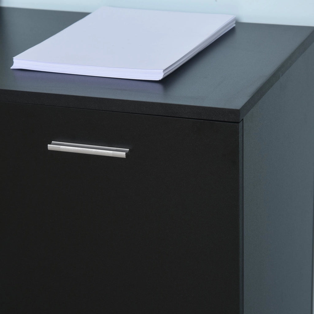 EasyComfort Armadietto Multifunzionale per l'Ufficio con Ruote a 360°, per Stampanti e Fascicoli, in Legno Nero 100x40x71cm