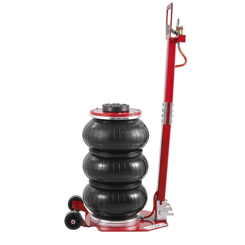 Martinetto Pneumatico 3 Tonnellate 140-450mm 0.8-1.0 MPa 3 Cuscini Aria Impugnatura Regolabile Officina Garage Rosso