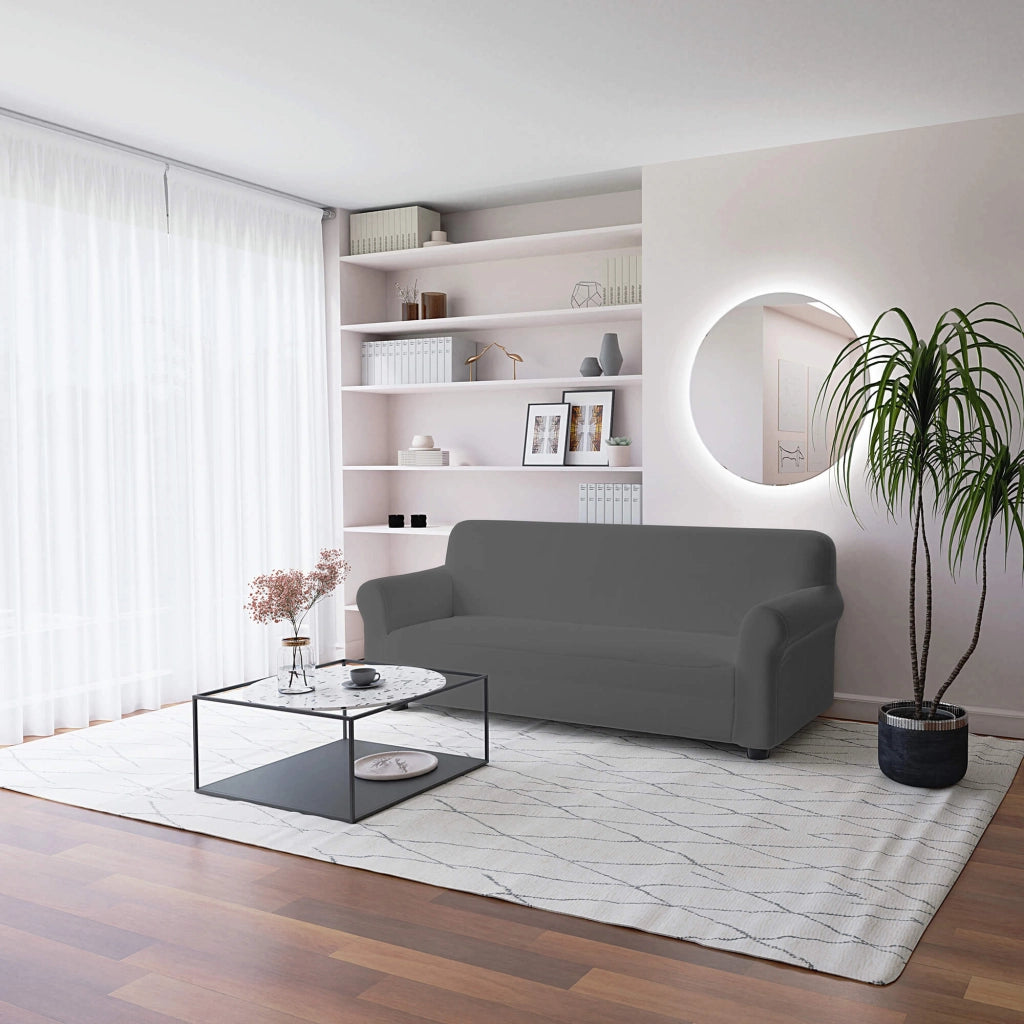 Copridivano Elasticizzato 1 Posto in Poliestere Dahlia Grigio Scuro