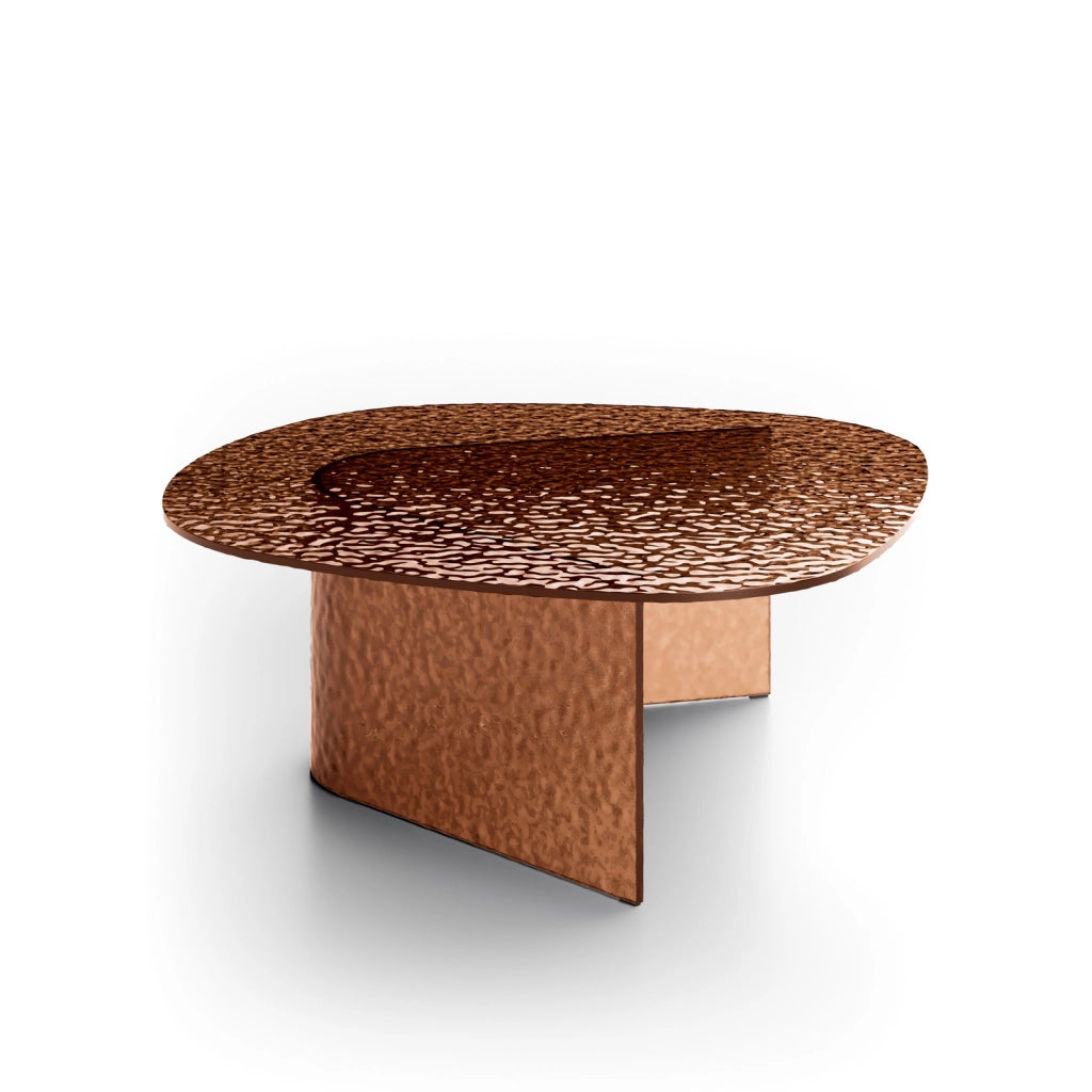 Tavolino Fold big in vetro martellato color bronzo con struttura in vetro - Stones