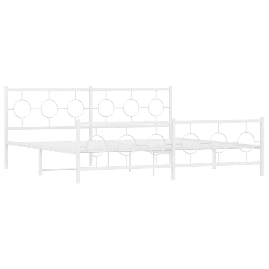 Giroletto con Testiera e Pediera-Struttura Letto Metallo Bianco 193x203 cm 281108