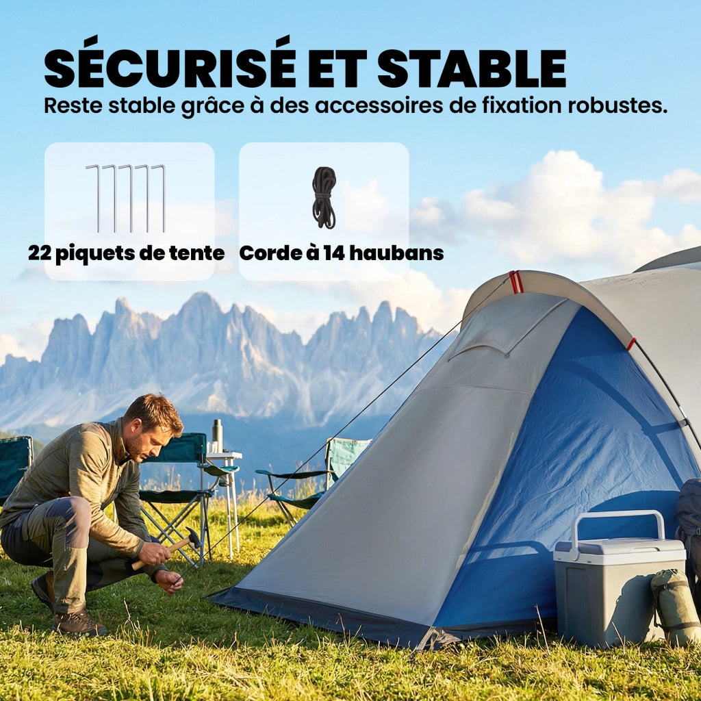 Tenda da campeggio tunnel 4-5 persone 2 camere ¨C zephmum ¨C blu