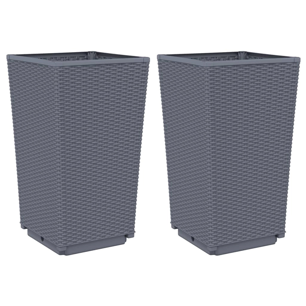 Fioriera rialzata per piante fiori giardino terrazze set da 2 32,5 x 32,5 x 57 cm PP grigio 02_0038938