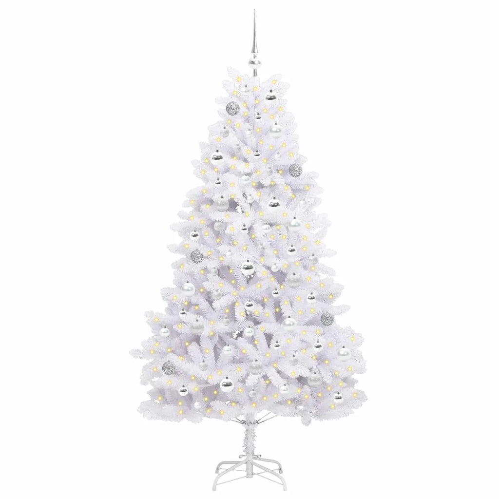 Albero di Natale Artificiale con Rami Pieghevoli Bianco 180 cm