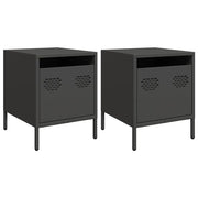 Set di 2 Comodini | Armadio da Notte | Mobiletto da notte Neri 35x39x43,5 cm in Acciaio