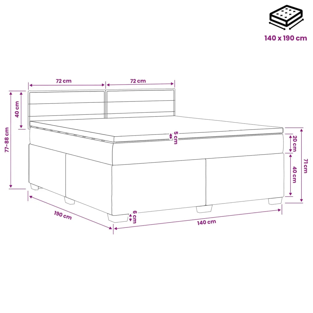 Letto box spring con materasso Nero 140 x 190 cm Tessuto 3450469