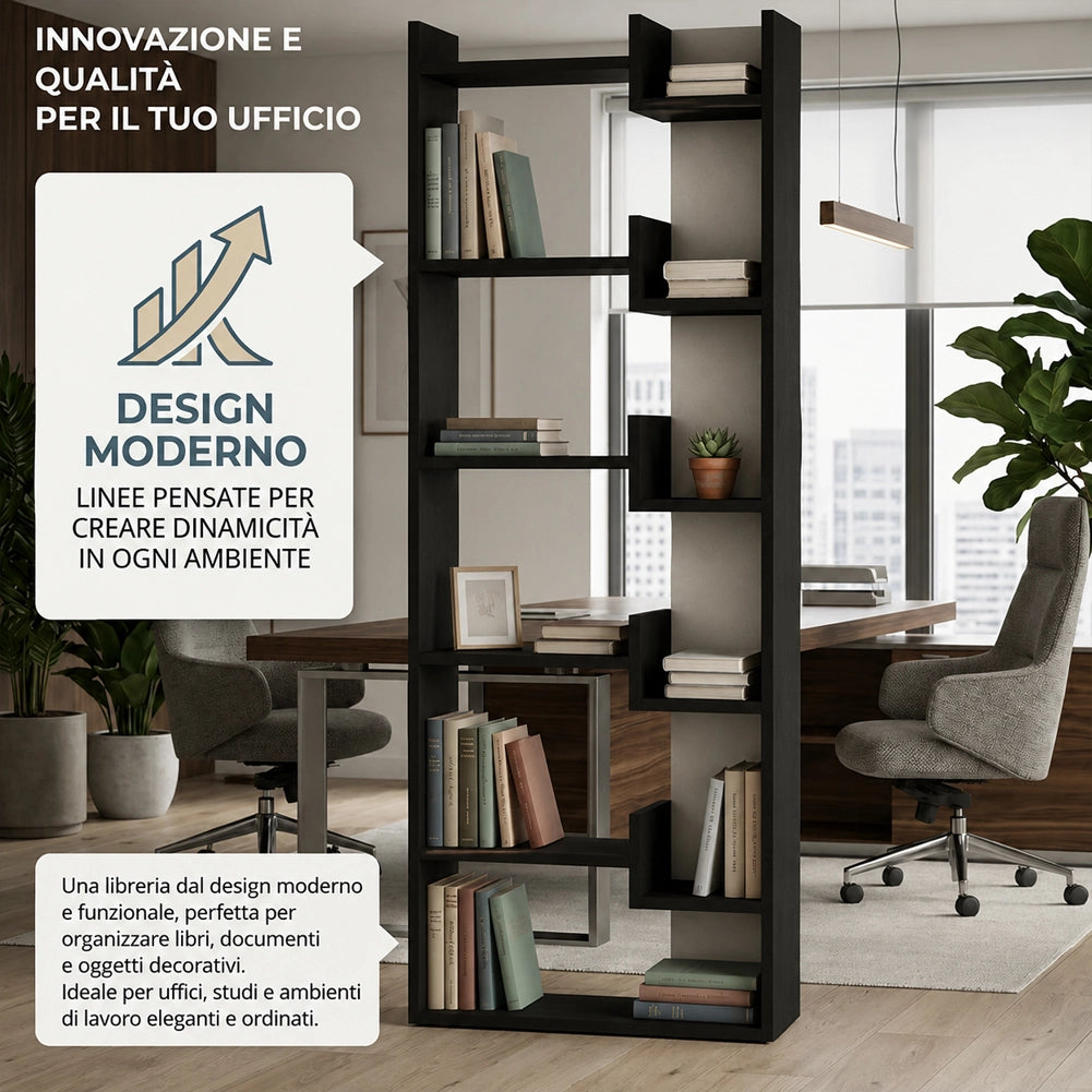 Libreria a 6 Ripiani 60,5x22x162,5 cm Scaffalatura Verticale Moderna Antracite