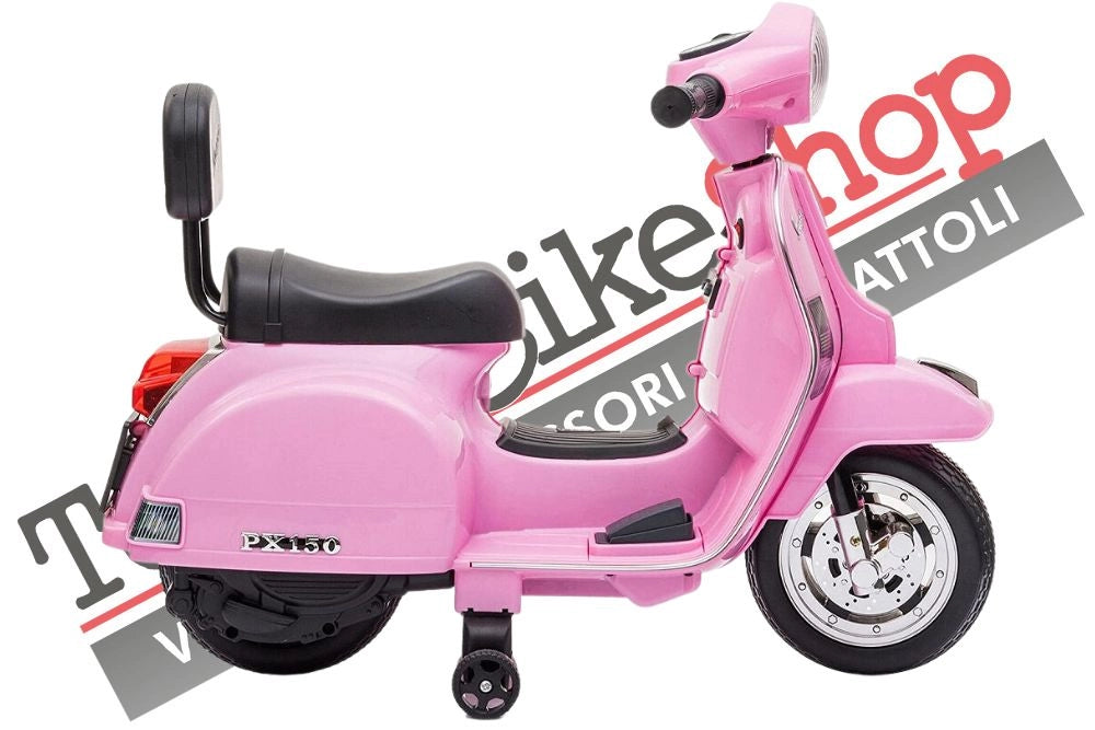 Moto Scooter Elettrico per Bambini Piaggio Mini Vespa PX Small  6V-Rosa
