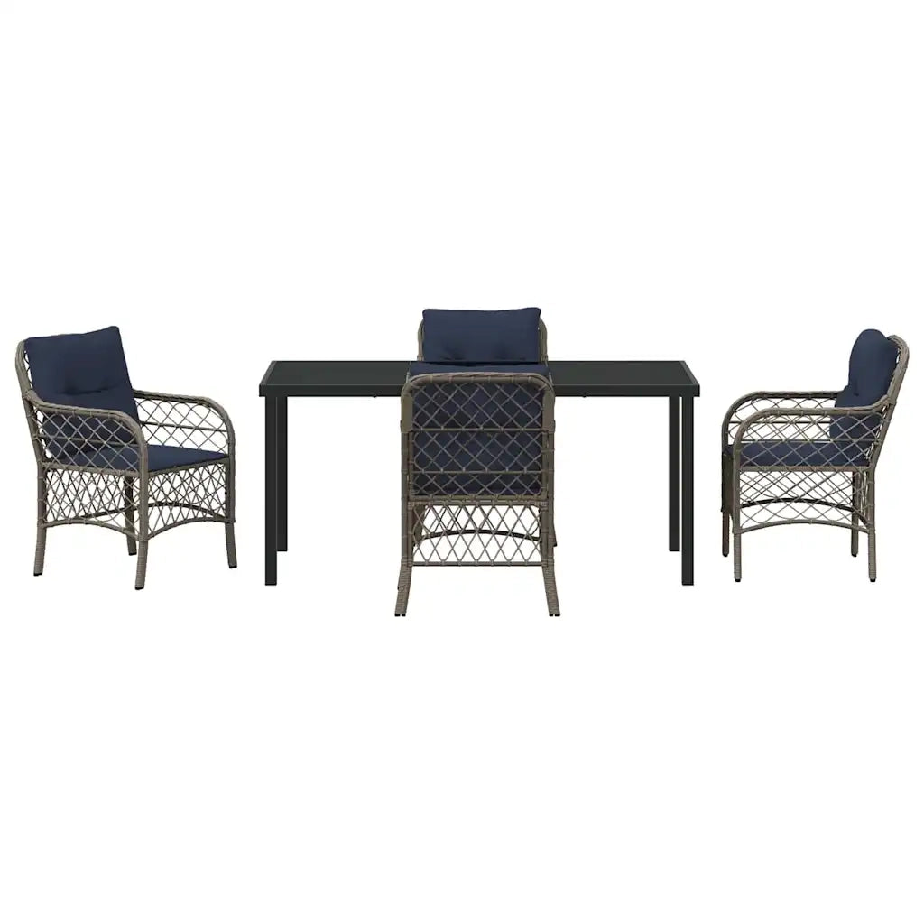 Set da Pranzo per Giardino 5 pcs Grigio e Nero Rattan 3380249