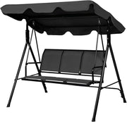 Dondolo Hollywood a 3 posti, con tettuccio parasole e schienale, per giardino, balcone, terrazza (nero)