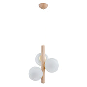 Lampada a sospensione Kanet legno vetro 3xE14 Alfa