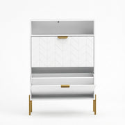 SCARPIERA stretta 80x23,7x110 cm bianca con 2 ante a ribalta e vano aperto