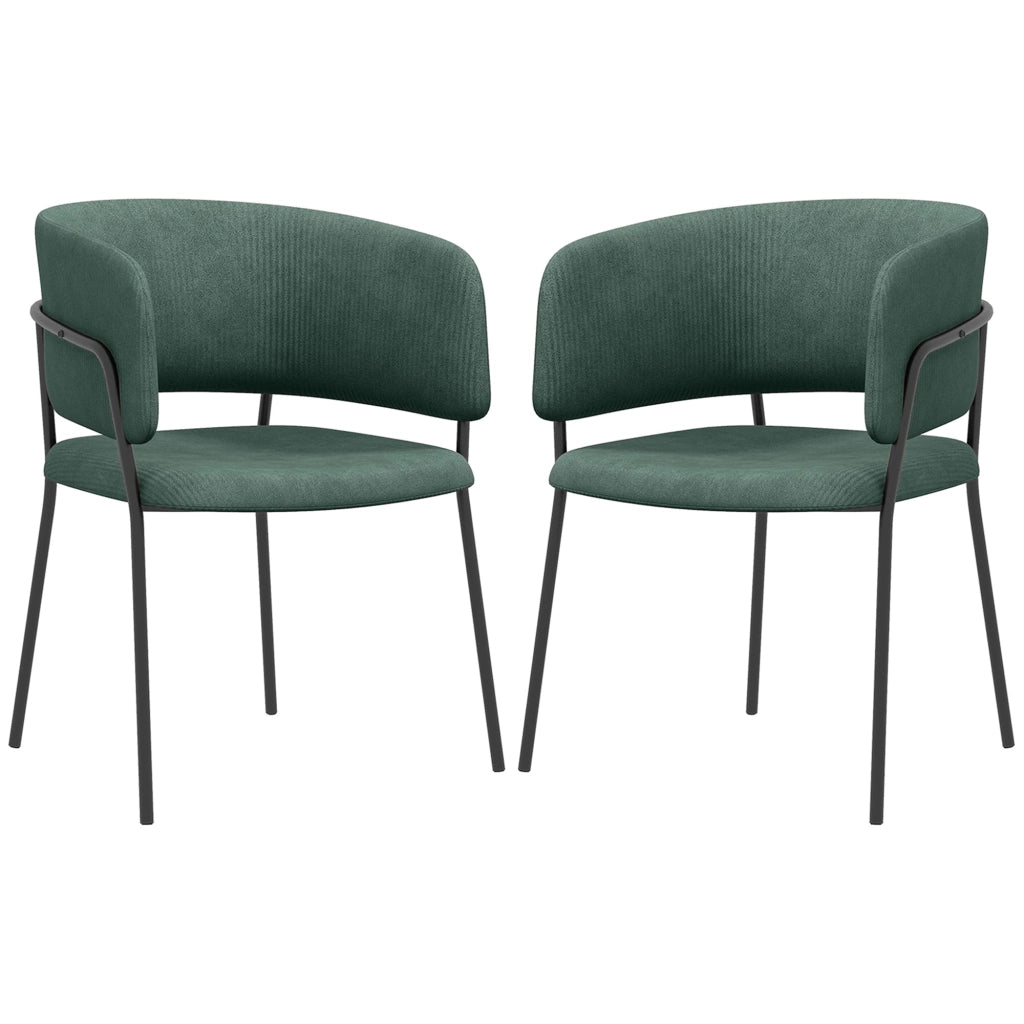 Set 2 Sedie Stile Moderno 57x53x73 cm in Velluto e Acciaio Verde