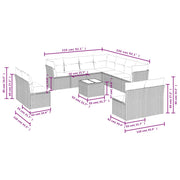 Set Divani da Giardino 12 pz con Cuscini Grigio in Polyrattan