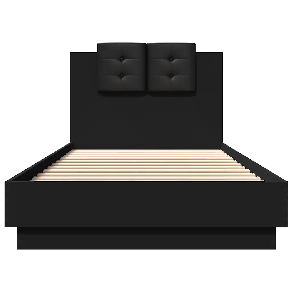Giroletto con Testiera Nero 90x200 cm in Legno Multistrato 3209941