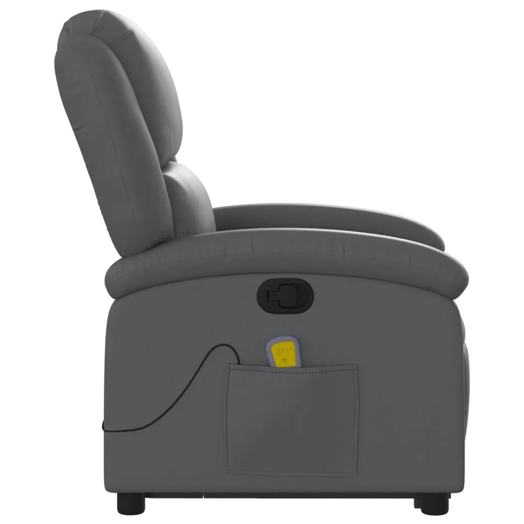Poltrona Alzapersona Reclinabile Massaggio Grigio Similpelle 3204236