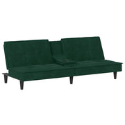 Divano letto | Sof¨¤ letto | Letto singolo con Portabicchieri in Velluto Verde Scuro