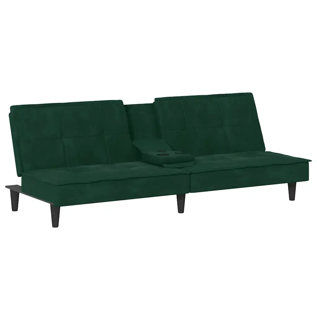 Divano letto | Sof¨¤ letto | Letto singolo con Portabicchieri in Velluto Verde Scuro