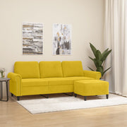 Divano a 3 Posti con Poggiapiedi Giallo 180cm in Vellutocod mxl 72799