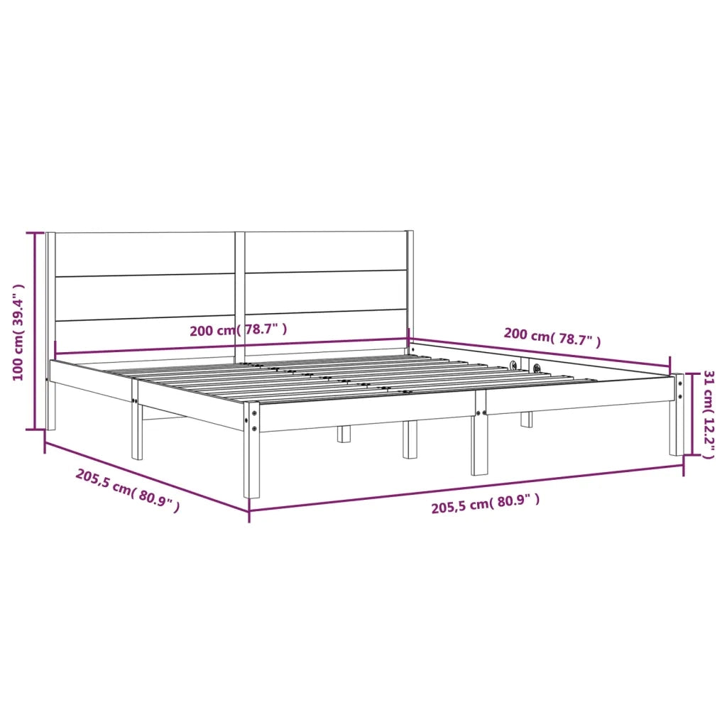 Giroletto senza Materasso Bianco 200x200 cm Legno Massello Pino 3104174