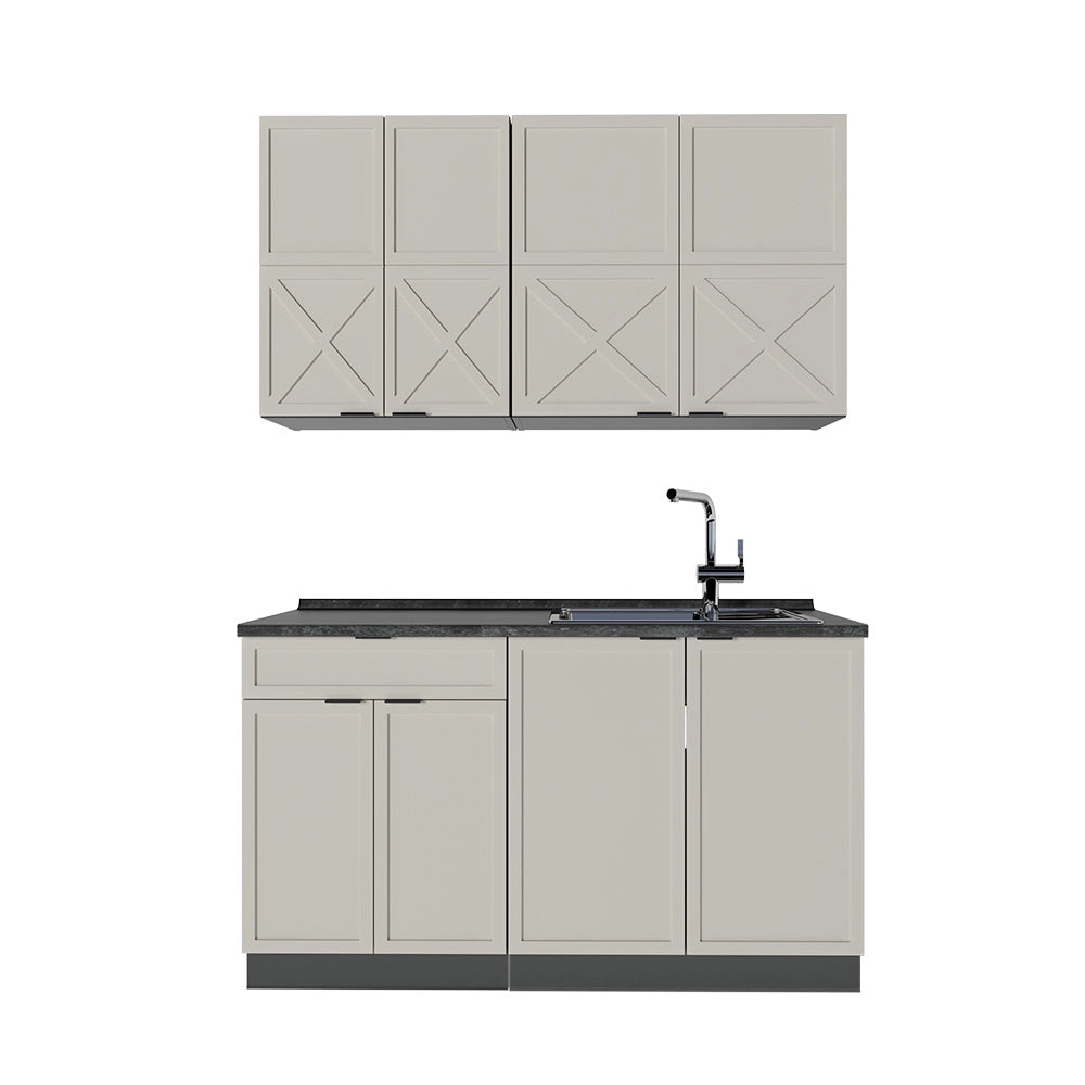 Cucina completa Fame-Line GrigioBeige/Antracite 140 cm, PL Antracite Vicco