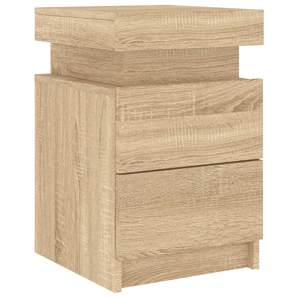 Comodino con Luci LED-Tavolino da notte Rovere Sonoma 35x39x55 cm