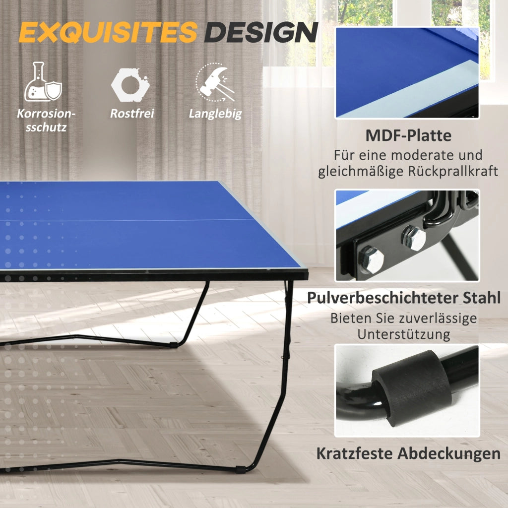 Tavolo da ping pong pieghevole ¨C zephmum ¨C blu, MDF, acciaio, 274x152.5x76 cm