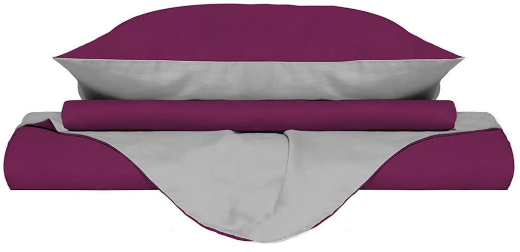 Copripiumino con Sacco e Federe Doubleface Fuxia/Grigio Singolo