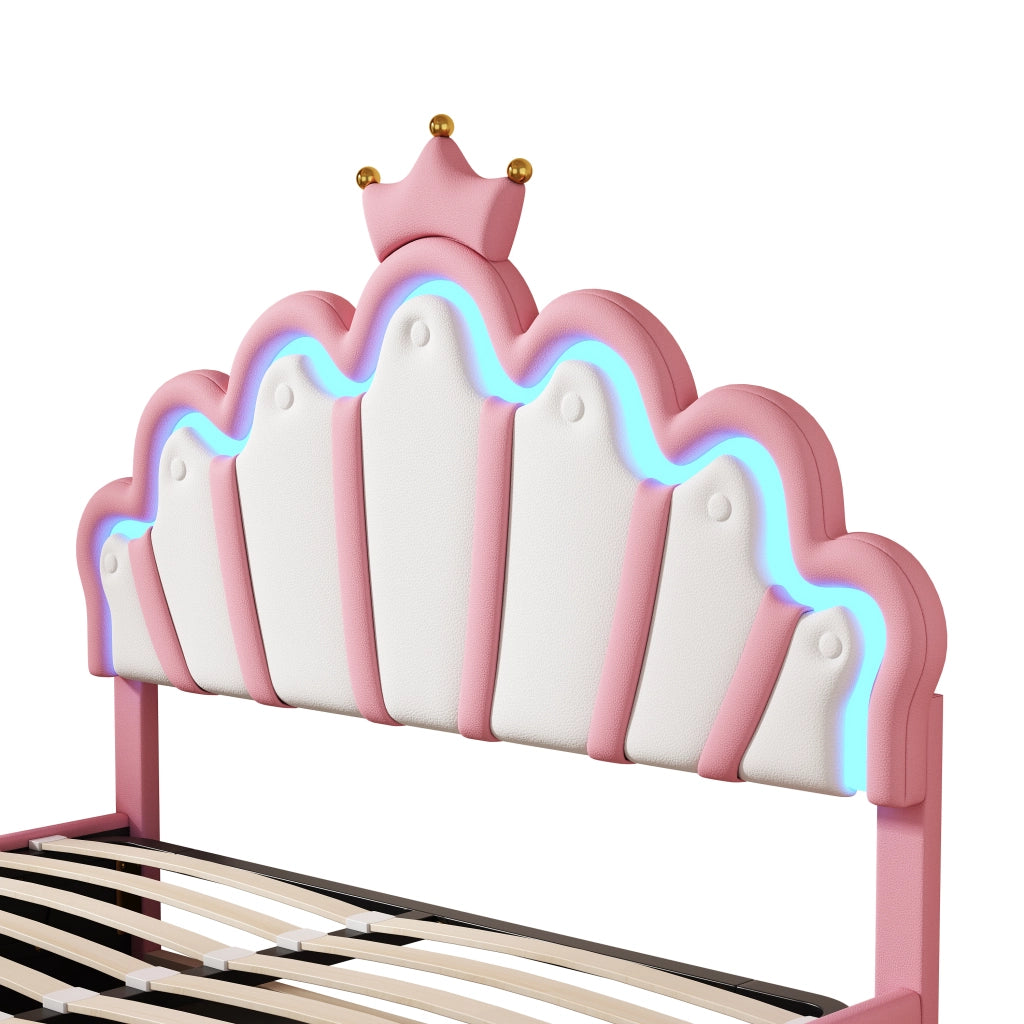 Letto imbottito con LED rosa ¨C Minimal ¨C 140x200 cm