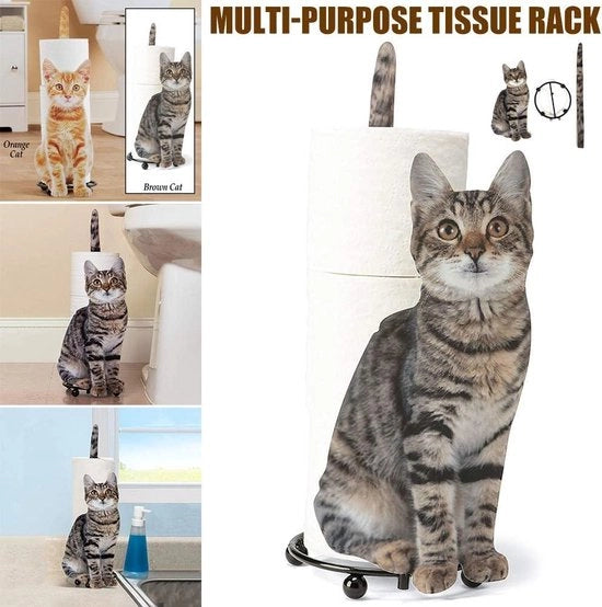 Supporto per carta igienica in forma di gatto - Ripostiglio per bagno in forma di gatto - Arancione - Regalo per gli amanti dei gatti