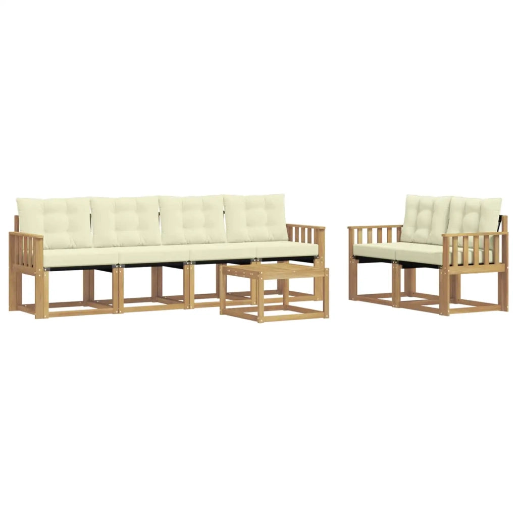 Set di divani da esterno 7 pz Bianco e Crema 3389232