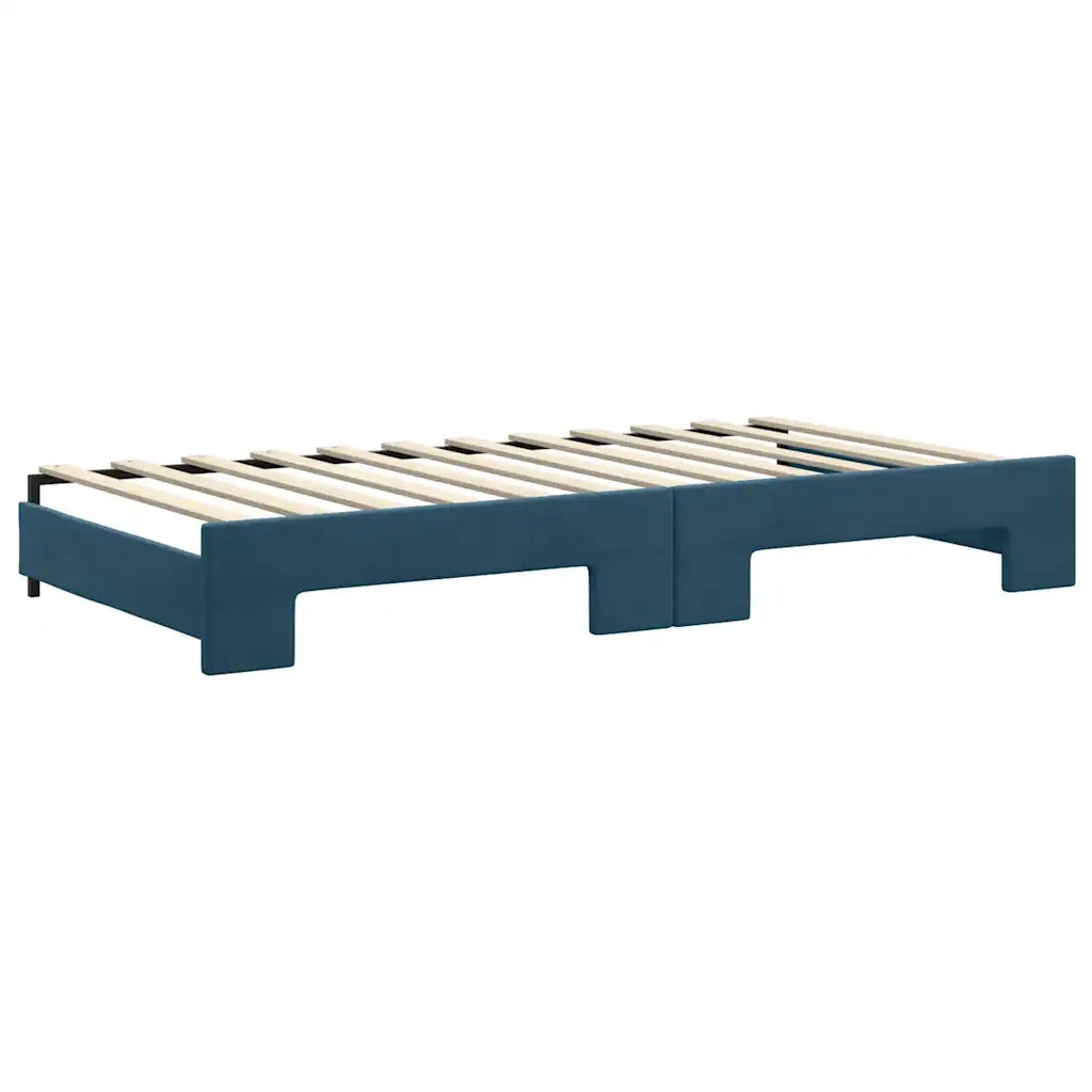Divano letto | Sof¨¤ letto | Letto singolo Estraibile con Cassetti Blu 100x200 cm in Velluto