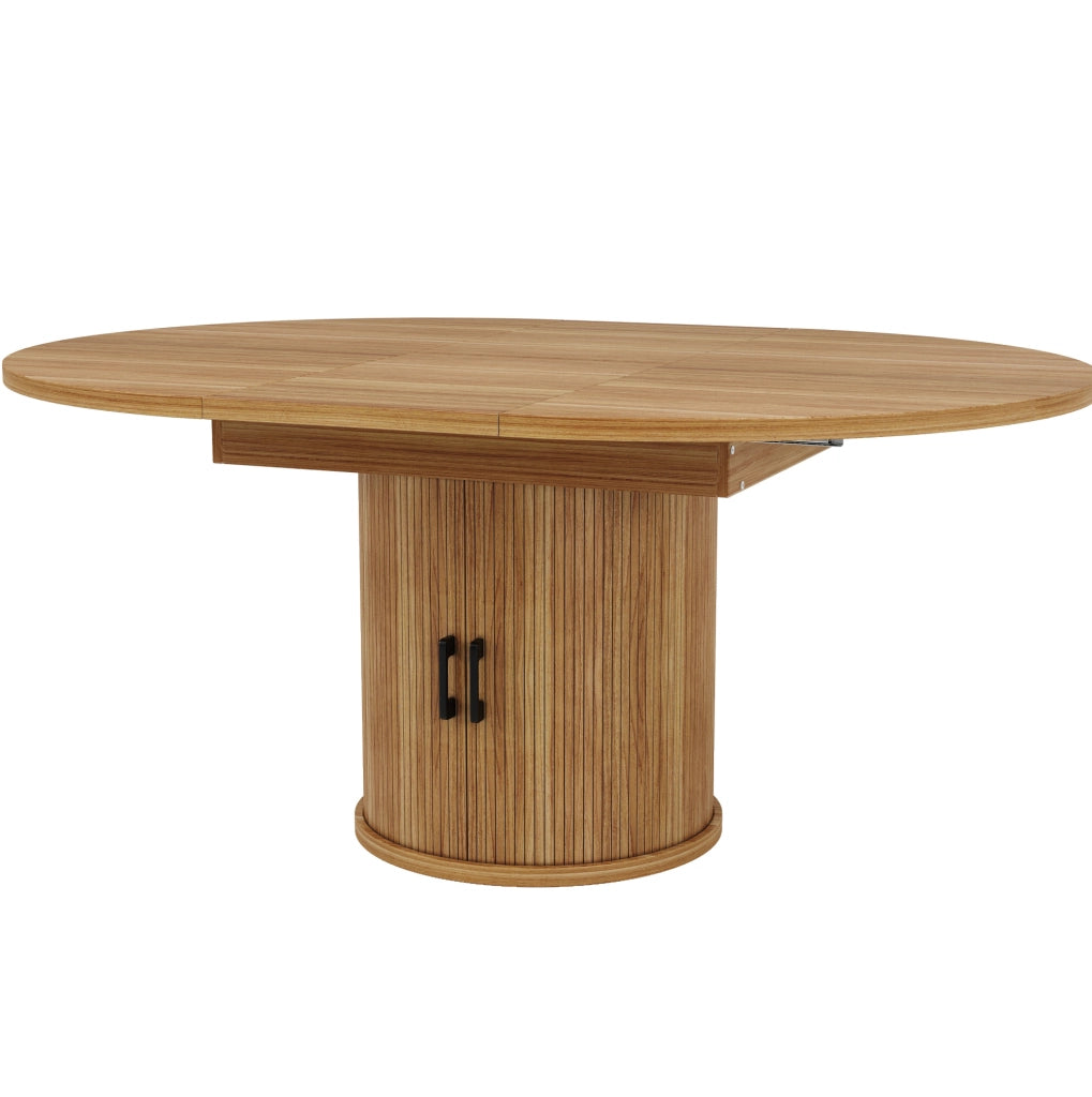 Tavolo da pranzo allungabile 118-158 cm noce con vano contenitore, 6 posti