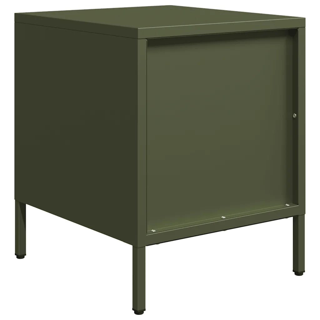 Comodino | Armadio da Notte | Mobiletto da notte Verde Oliva 35x39x43,5 cm in Acciaio