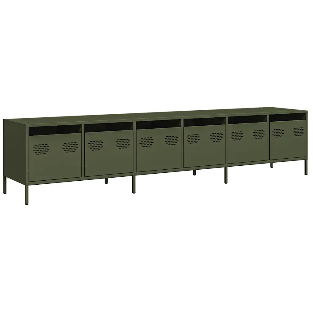 vidaXL Mobile TV Verde Oliva 202x39x43,5 cm Acciaio Laminato a Freddo