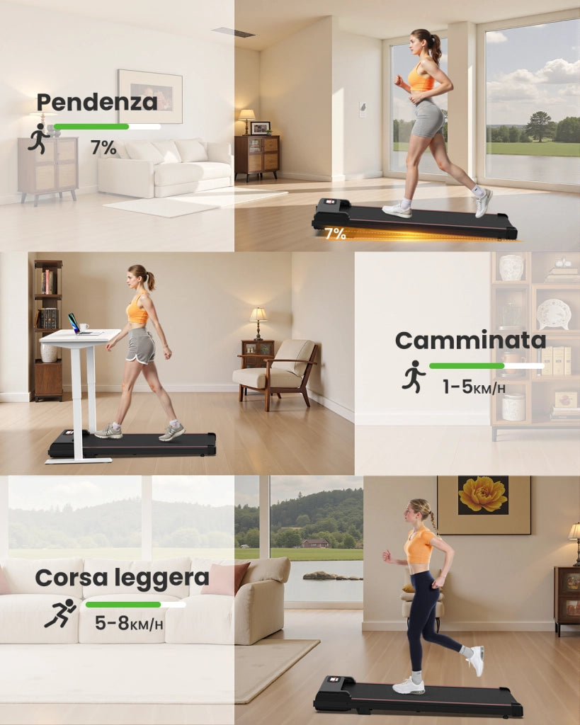 Tapis roulant elettrico inclinato , tappetino da passeggio da 1 a 8 km/h con telecomando, per casa e ufficio, 2,5 CV, capacit¨¤ 140 kg